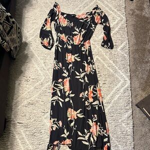 Billabong Black Floral Long Sleeve Dress